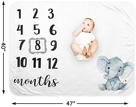 Tebaby Baby Milestone Blanket - 47x40 Plush Fleece with Frame