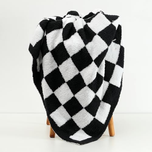 Checkered Microfiber Reversible Blanket - 30x40 Black