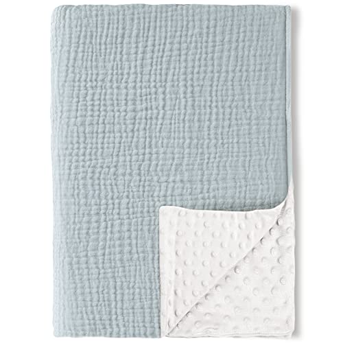 Konssy Soft Baby Blanket with Muslin Cotton Front and Dotted Fleece Back 1
