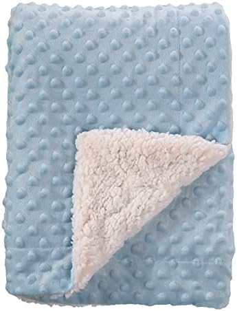 CREVENT Cozy Soft Sherpa Baby Blanket 30x40 Blue Dot
