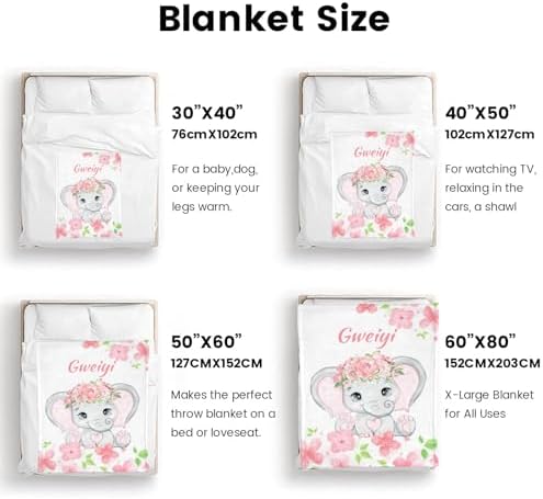 Personalized Baby Elephant Blanket 30x40 Inches for Newborns