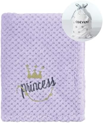CREVENT 30X40 Fluffy Warm Baby Blanket for Girls - Purple Crown