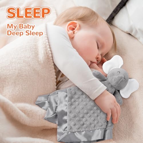 MOVEPAI Gray Elephant Baby Security Blanket 16 Inch