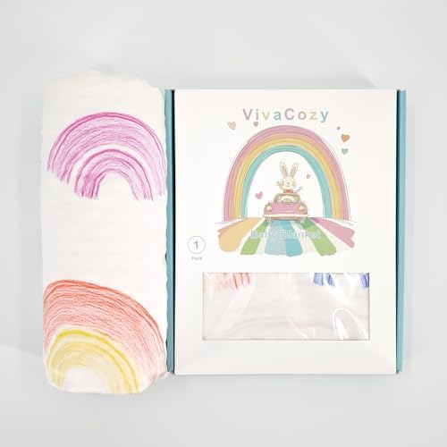 VivaCozy Baby Blanket Rainbow Crayon Yellow Double Layer 30x40 Inch