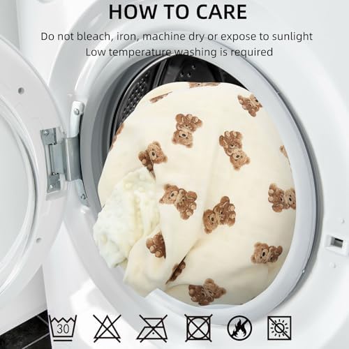LifeTree Baby Swaddle Blanket with Dotted Fleece Backing Bear Pattern 31x40 Inches