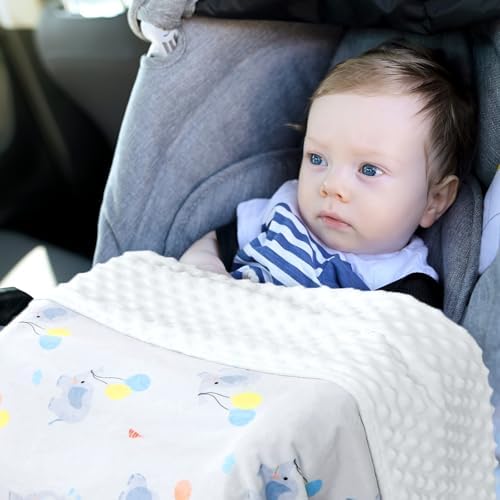 Soft Plush Baby Blanket 30x40 Grey with White Dotted Backing