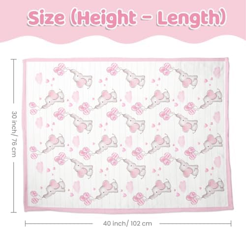 SANDJEST Elephant Kids Blanket - 30x40 Minky Throw for Girl