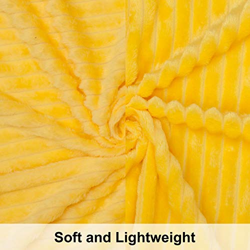 NTBAY Flannel Fuzzy Toddler Blanket Reversible Stripes Design 30 x 40 Inches Yellow