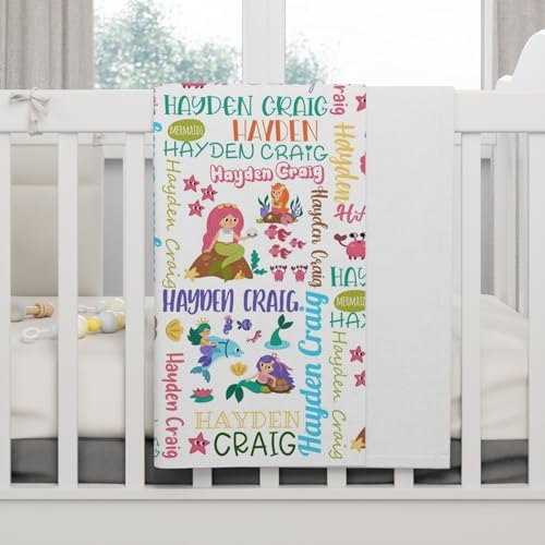 Personalized Baby Name Blanket with Mermaid Design