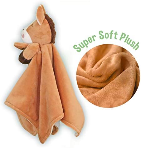Baby Aves Horse Lovey Security Blanket - 13x13 inches Brown 1