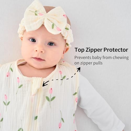 4 PCS Baby Girl Sleep Sack Set with Headband Burp Cloths