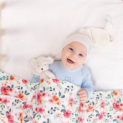 Nialnant Floral Baby Blanket for Girls Double Layer Dotted Toddler Blanket