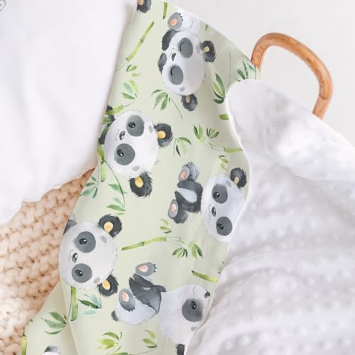 Cute Panda Bear Mink Baby Blanket with Dotted Backing 1