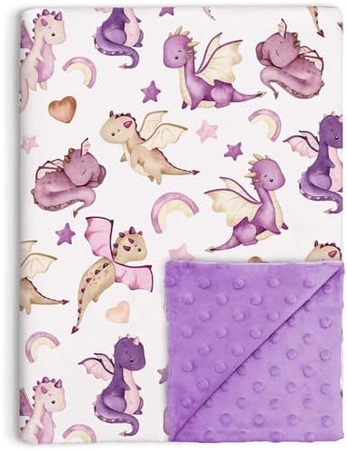 Dragon Baby Blanket for Girls 30x40 Purple Minky Blanket