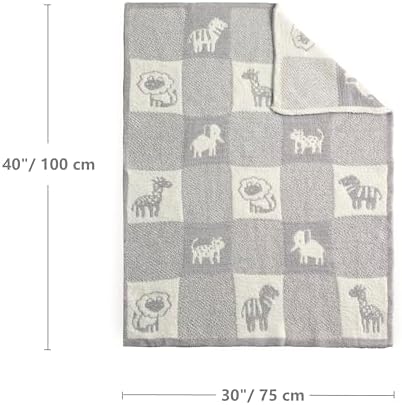 CREVENT 30X40 Chenille Baby Blanket for Baby and Pet Animal Grey 75X100cm
