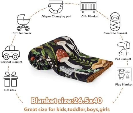DCOOLGO Mushroom Baby Blanket - Soft Fleece Double Layer 265x40 Inches