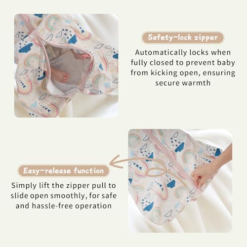 Wrrernsin 0-6 Months Sleep Sack 3 Pack 2-Way Zipper Cotton
