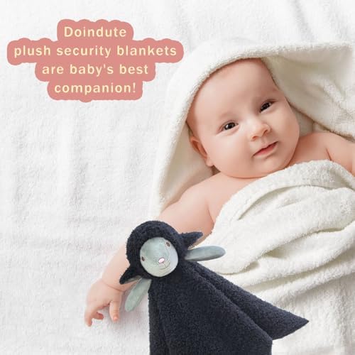 Baby Black Lamb Soft Stuffed Animal Security Blanket 14 Inches