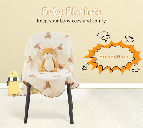 HomeyHues Baby Blanket Double Layer Cotton 40x40 Brown Bear