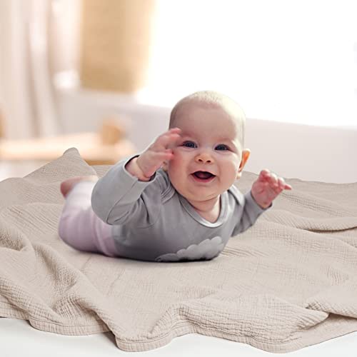 Lulu Moon Muslin Blanket 47x47 Inches Ivory 1