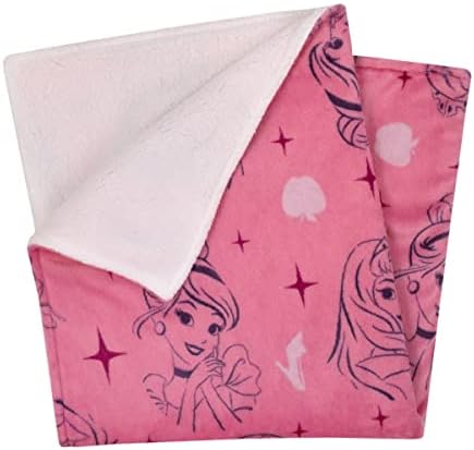 NoJo Disney Princess Pink Purple Sherpa Blanket 1
