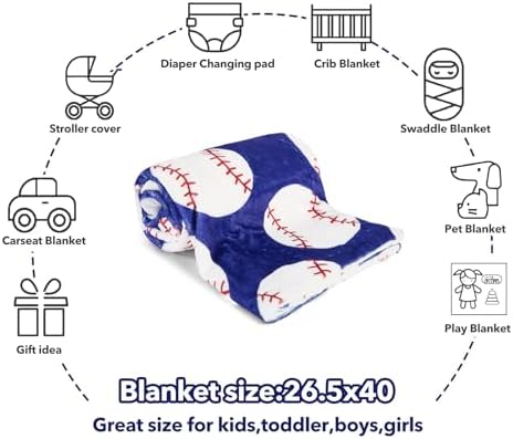 Baseball Baby Blanket Soft Fleece Double Layer 265x40 Inches