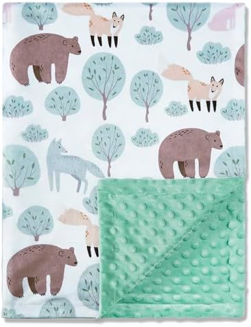 QSTEHEML Baby Blanket Bear 30x40 Inch Soft Minky Double Layer