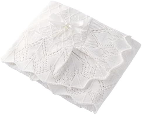 Booulfi Soft Cotton White Baby Blanket 38x39
