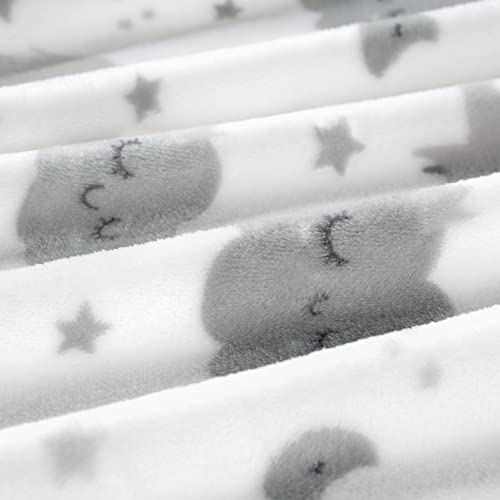 TILLYOU Toddler Flannel Blanket - 40x50 Inches Grey Cloud Elephant