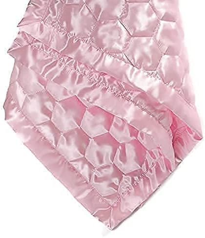 Heavens Cuddles Quilted Satin Baby Blanket Pink