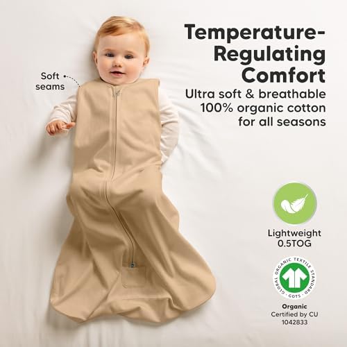 KeaBabies 2-Pack Baby Sleep Sacks - 05TOG Organic Cotton Wearable Blanket