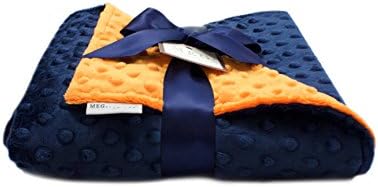 MEG ORIGINAL Minky Dot Baby Blanket Navy Blue Orange