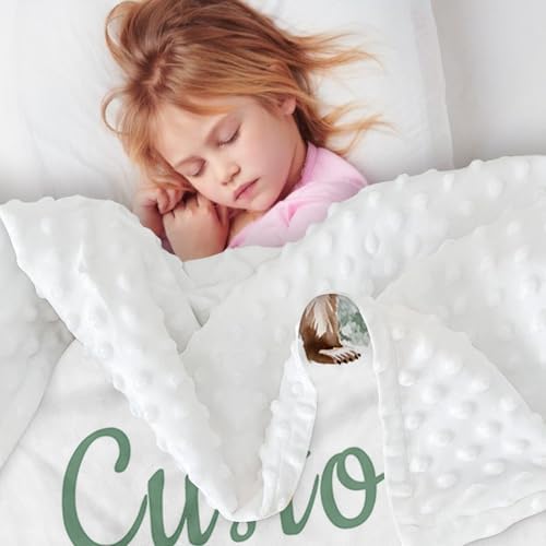 Custom Name Baby Receiving Blanket with Bear in Forest Theme