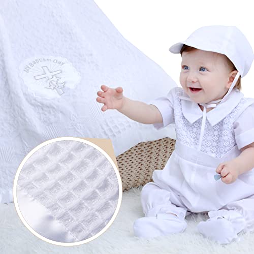 Booulfi Unisex White Baptism Blanket 36x50