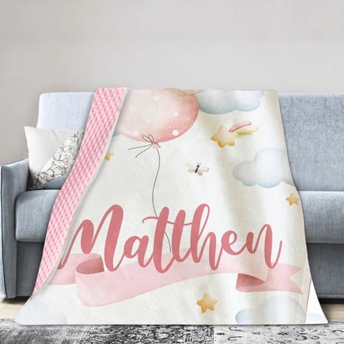 Personalized Baby Blanket with Name Lunar Bunny Design 1
