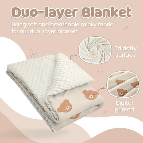 SANDJEST Bear Minky Baby Blanket 30x40 Inches