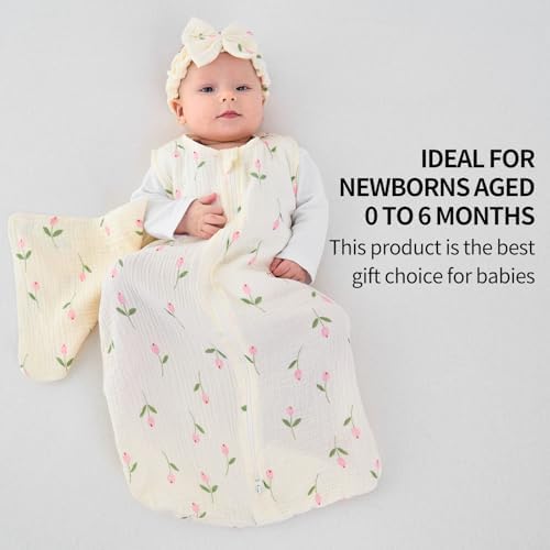 4 PCS Baby Girl Sleep Sack Set with Headband Burp Cloths