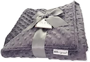 Charcoal Grey Minky Dot Baby Blanket 30x30