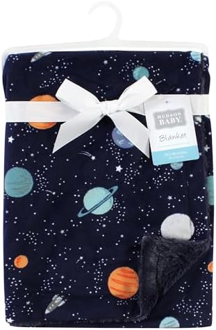 Hudson Baby Plush Blanket with Furry Binding 1