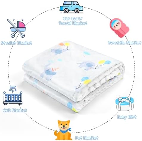Soft Plush Baby Blanket 30x40 Grey with White Dotted Backing