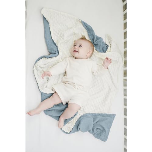 Konssy Soft Baby Blanket with Muslin Cotton Front and Dotted Fleece Back 1