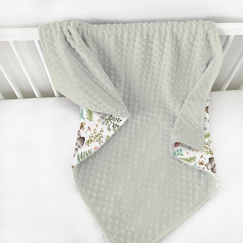 Mushroom Forest Baby Blanket with Dotted Backing 1