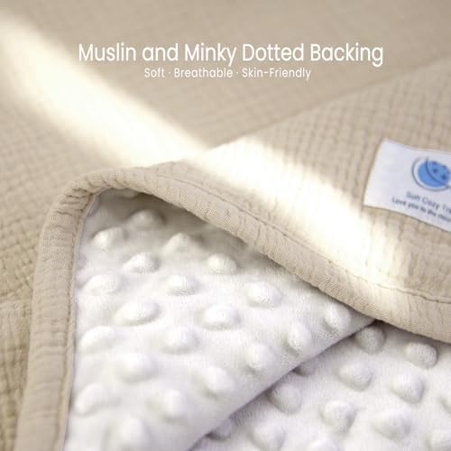 Lulumoon Baby Blanket - Minky Dot Muslin 30x40 Ivory