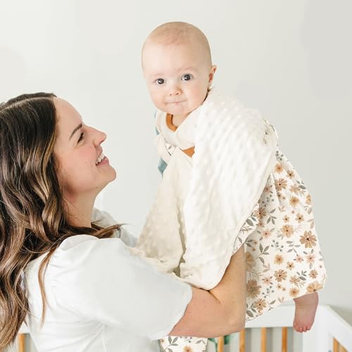 Konssy Soft Baby Blanket with Muslin Cotton Front and Dotted Fleece Back