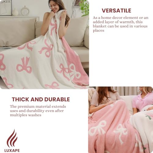Luxape Bow Blanket Soft Reversible Throw for Baby