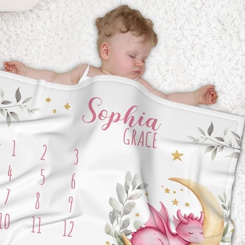 Personalized Baby Milestone Blanket for Girls with Name