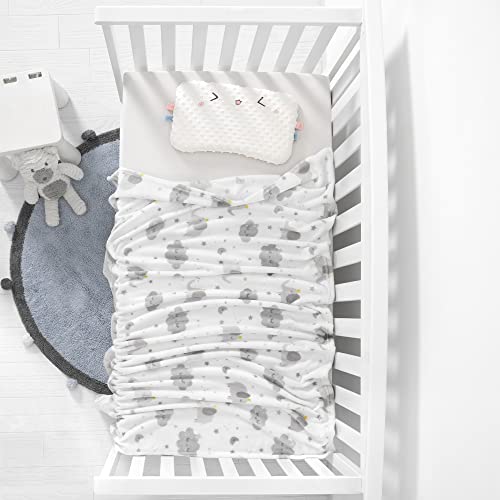 TILLYOU Toddler Flannel Blanket - 40x50 Inches Grey Cloud Elephant