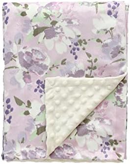CREVENT Baby Girls Blanket - Soft Minky 30x40 Inches Lavender Grapes