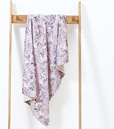 CREVENT Baby Girls Blanket - Soft Minky 30x40 Inches Lavender Grapes