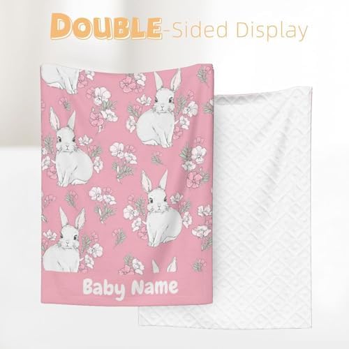 KILOWR Personalized Bunny Blanket for Baby Girls